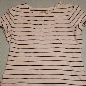 Adrienne Vittadini Black and White Striped Tee